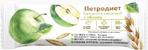 Петродиет Батончик Овсяный Яблоко на фруктозе 20г
