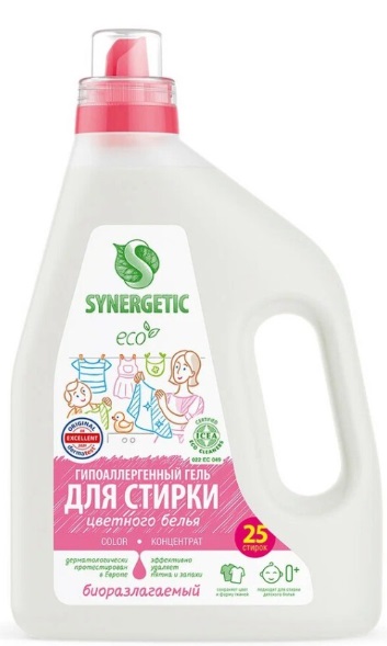 SYNERGETIC Биоразлагаемый гель для стирки COLOR для цветного белья 1,5л