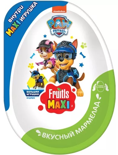 Мармелад FRUITLS MAXI Щенячий патруль в пластиковом яйце с игрушкой 10г