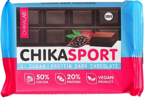 CHIKASPORT Шоколад темный 100г с протеином
