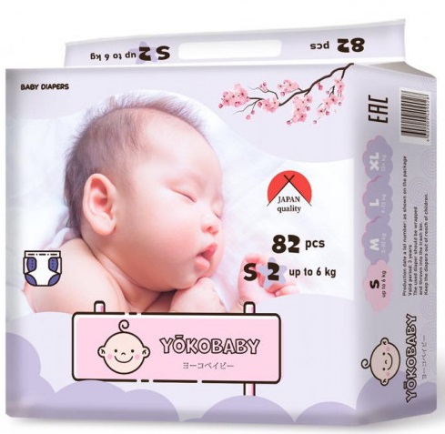 Подгузники для детей YOKOBABY baby diaper S2 (6+ кг) 82шт