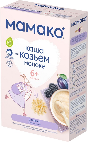 Мамако Каша Овсяная с черносливом 200г на козьем молоке с 6 мес.