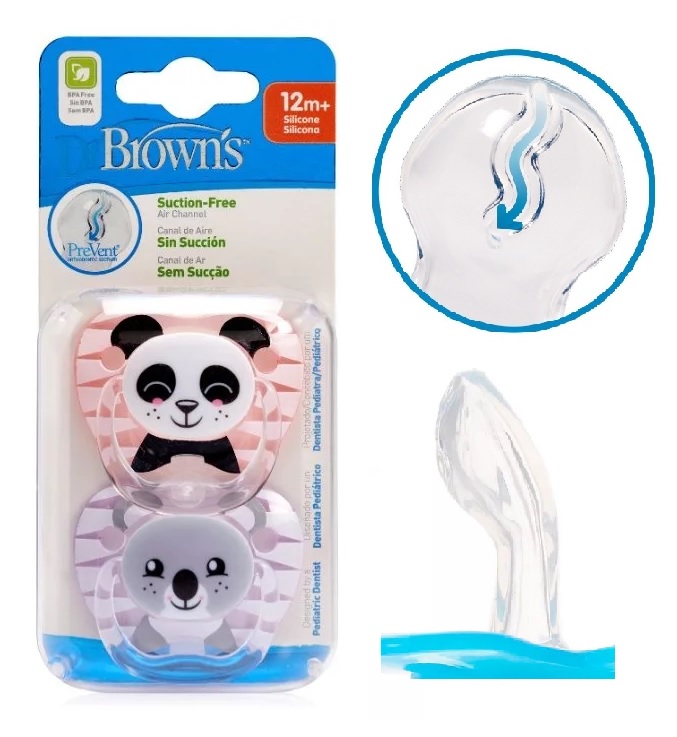Соска-Пустышка Силиконовая DrBROWNS 12м+ (2шт) Pink-Purple PreVent