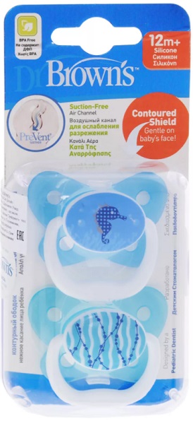 Соска-Пустышка Силиконовая DrBROWNS 12м Blue PreVent 32402
