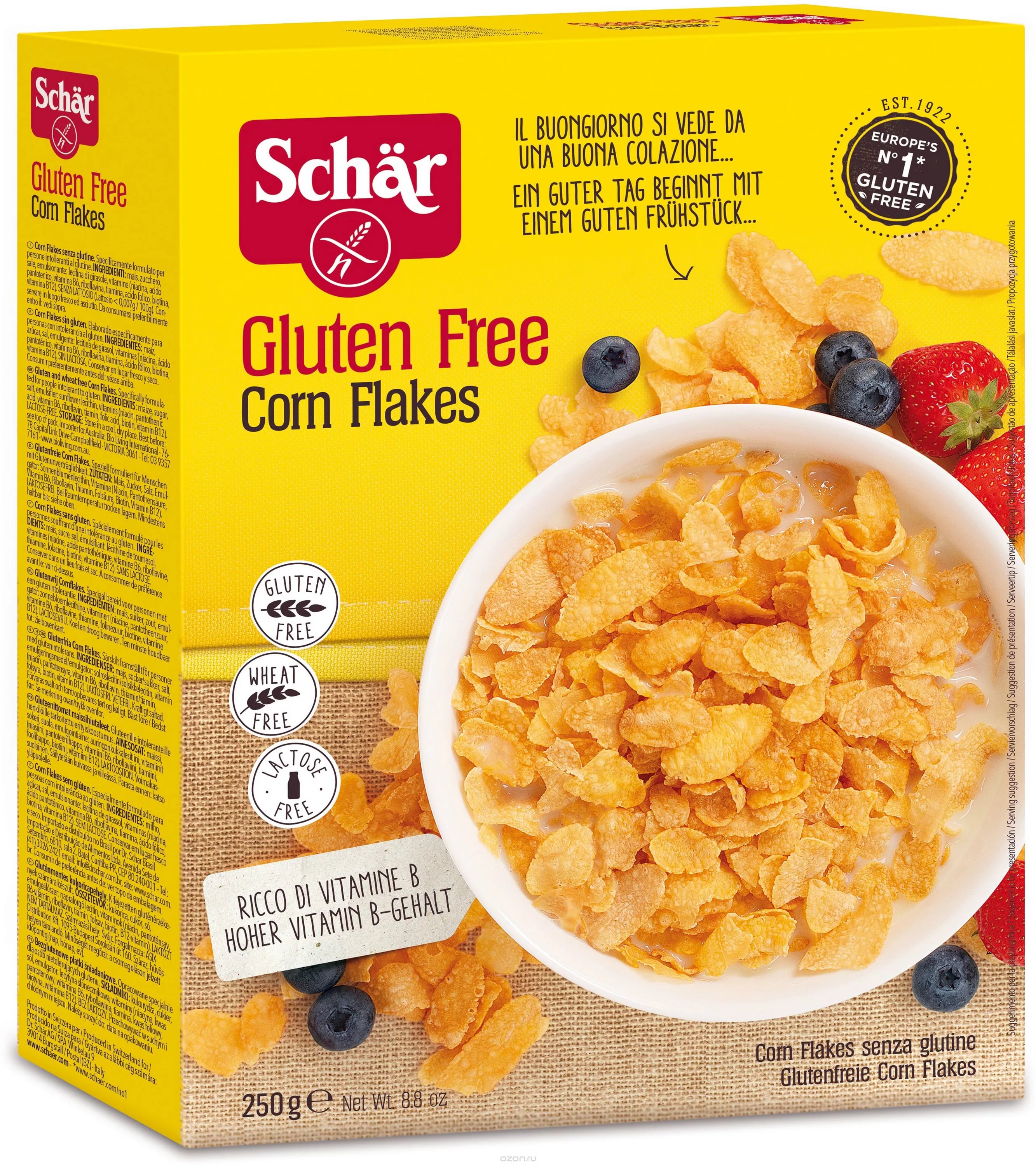 Dr.Schar CORN FLACES Кукурузные хлопья без глютена без яйц