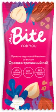 Bite for you Батончик Фундук-морская соль-гречишный чай 35г фруктово- ореховый