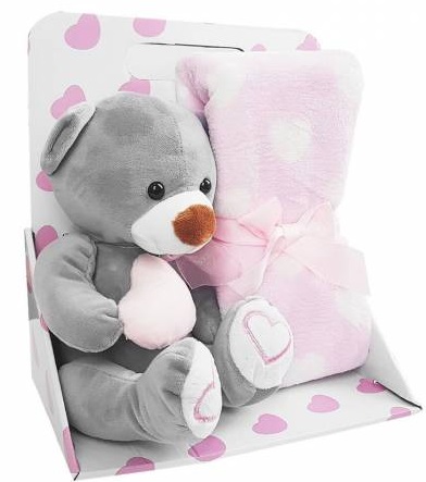 Набор Плед с игрушкой Bear with heart UVITON арт.0079/01 розовый
