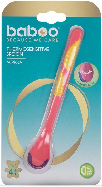 Ложка термочувствительная (1шт) BABOO 4м+ розовый