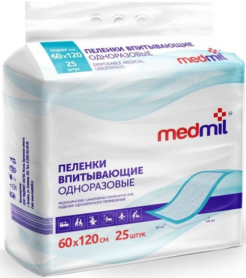 Пеленки одноразовые 60*120см 25 шт MEDMIL Оптима