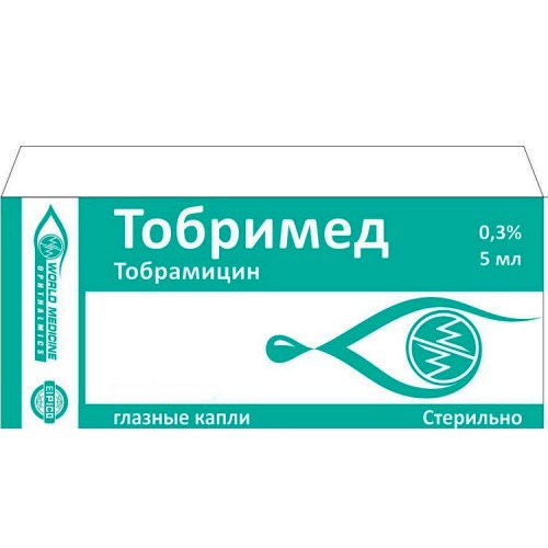 Тобримед глазные капли 0,3% 5,0 мл   ( тобрамицин )