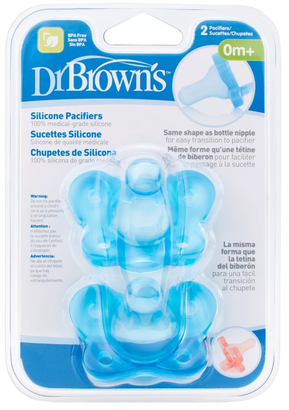 Соска-Пустышка Силиконовая DrBROWNS 0м+ (2шт) Blue