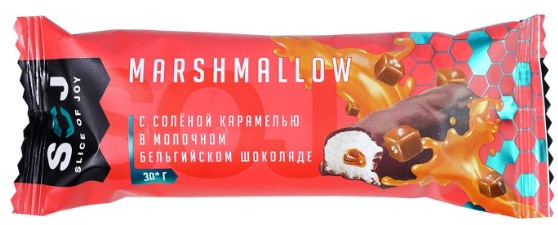 SOJ батончик протеиновый Marshmallow с ванилью в молочном шоколаде 30 гр