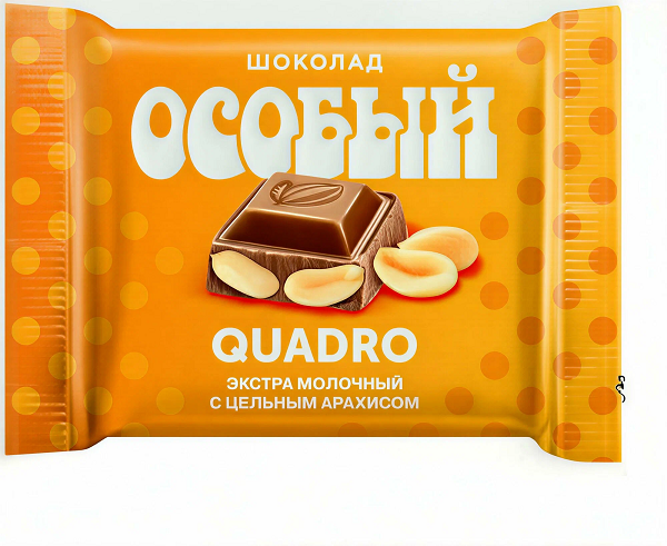 Шоколад Особый Quadro с цельным арахисом 82г