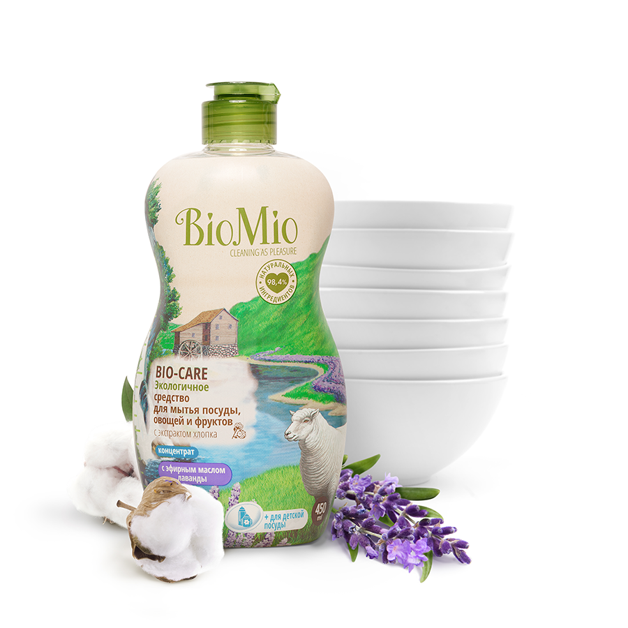 Bio Mio Экологичное средство для мытья посуды, овощей и фруктов(лаванды) 450 мл.