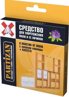 Средство от моли и ее личинок PARTIZAN Лаванда 6 пластин + кассета