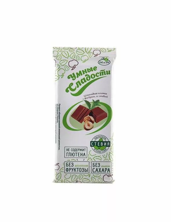 Di&Di Шокол. плитка Фундук со стевией 90г Умные сладости