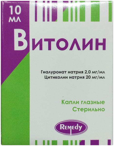Витолин капли глазные 10 мл ( гиалуронат натрия, цитиколин натрия )