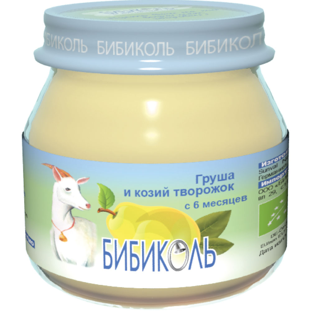 Бибиколь Пюре Груша козий творожок 80г с 6 мес.