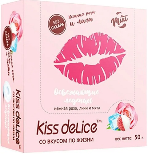 Освежающие Фростиксы Kiss delice Нежная Роза личи мята 50г б/сах