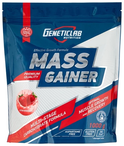 Geneticlab Mass Gainer Гейнер 1кг пакет клубника