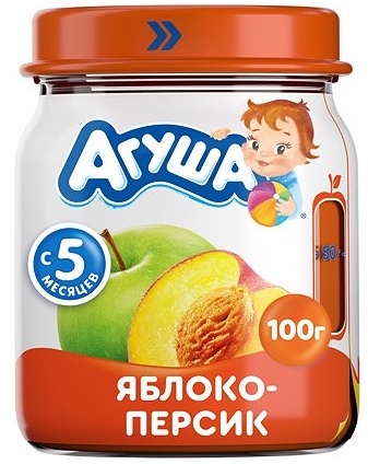 Агуша Пюре Яблоко Персик 100 г с 5 мес банка стекло