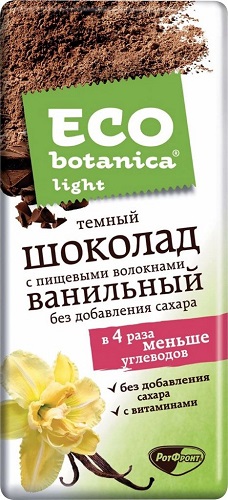 Eco botanica Шоколад Темный Ванильный с пищ. волокнами 90г без сахара