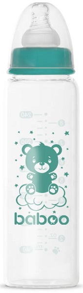 Бутылочка Стеклянная BABOO Anti-Colic Comfort Glass узкое горлышко 240мл Соска Силиконовая 3м+