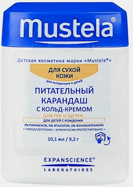 MUSTELA Карандаш питательный с колд кремом для губ и щек 10,1 мл
