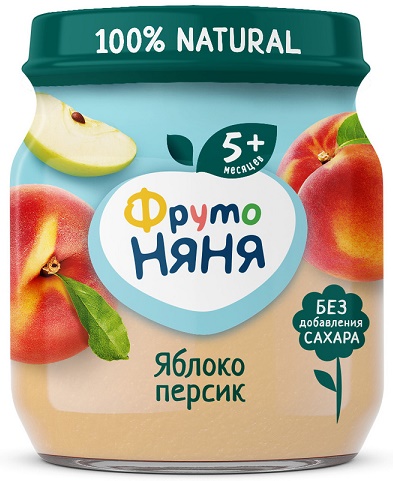 ФрутоНяня Пюре Яблоко Персик 100г с 5 мес.