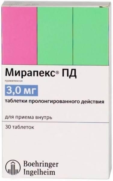 Мирапекс ПД табл. 3 мг №30 ( прамипексол ) (Упаковка)