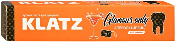 Зубная паста KLATZ Glamour Only для девушек Апероль шприц без фтора 75 мл