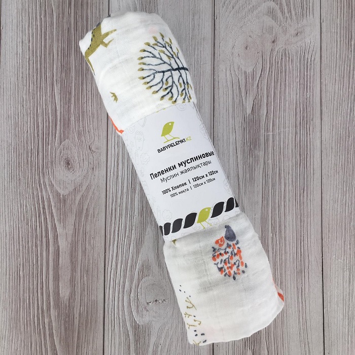 Пеленка детская Муслиновая BABYPELENKI 120*120 см Венский лес