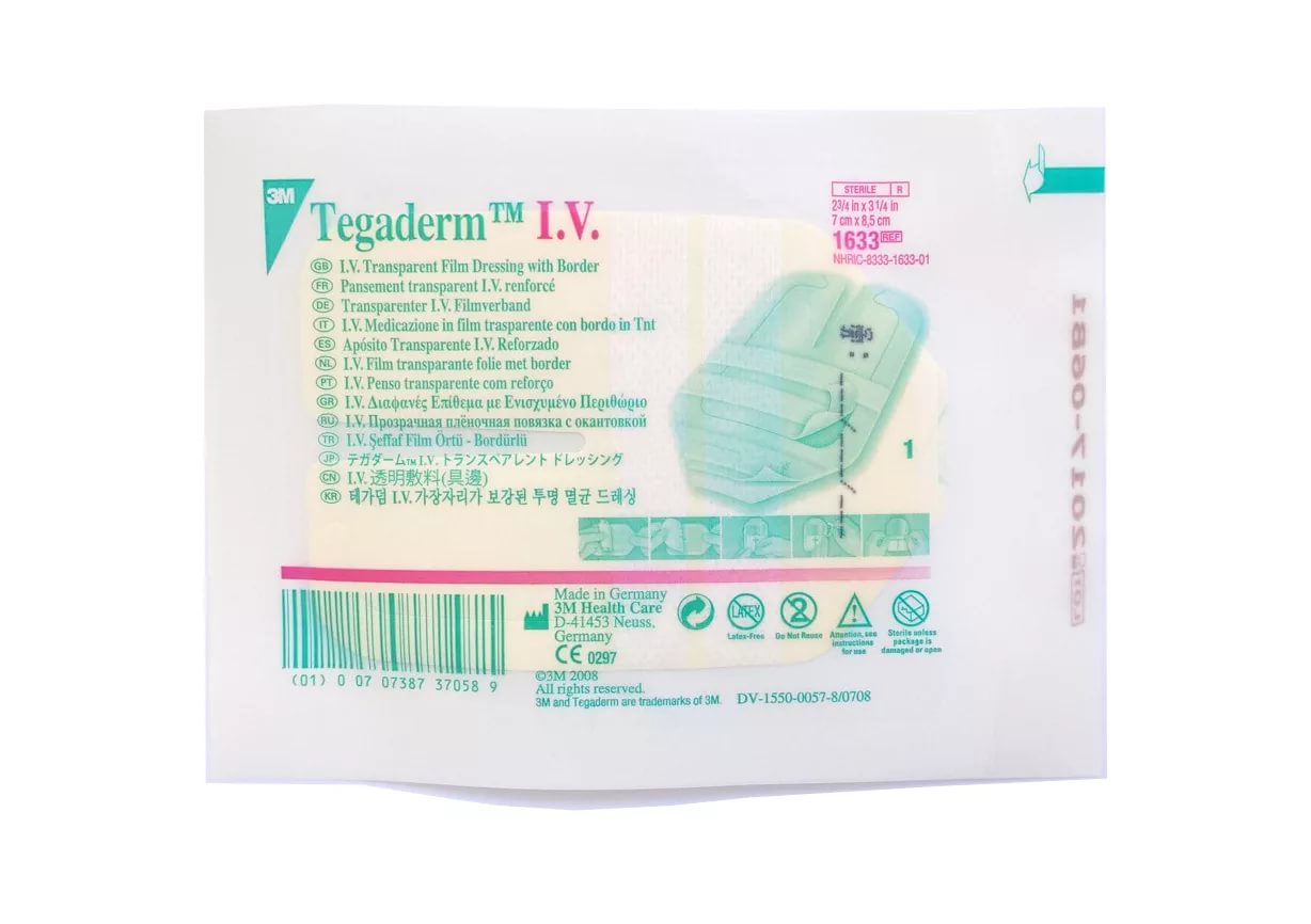 Пластырь Пленочная Повязка TEGADERM I.V 7*8,5 см 3M 1633 Тегадерм Для фиксации катетеров