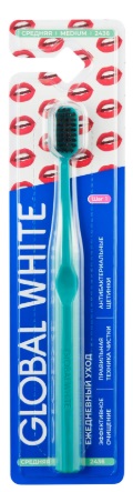 Зубная щетка GLOBAL WHITE Medium Ежедневный уход зеленая рукоятка