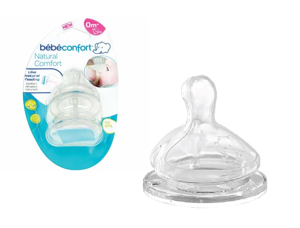 BEBECONFORT Соска широкая силикон размер 0м+ М (2шт) Natural comfort
