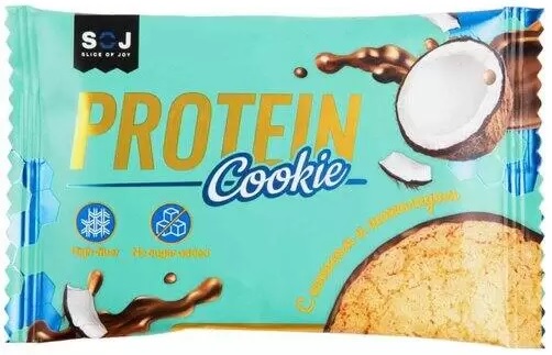 SOJ печенье Protein Cookie с Кокосом покрытое шоколадом без добавления сахара 40гр