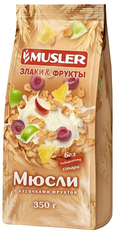 Musler Сухие завтраки Мюсли Злаки и Фрукты 350г Мюслер