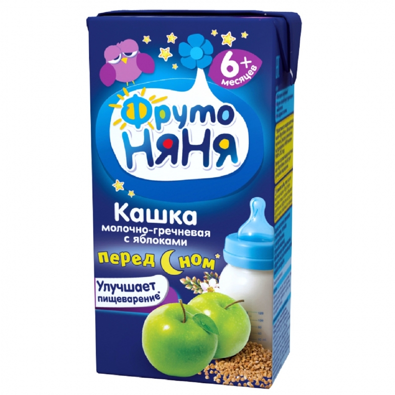 ФрутоНяня Кашка молоч Гречневая с яблоком 0,2л жид.