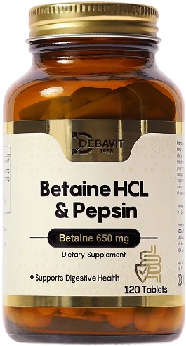Betaine HCL & Pepsin 650мг №120таб. Дебавит Debavit  &