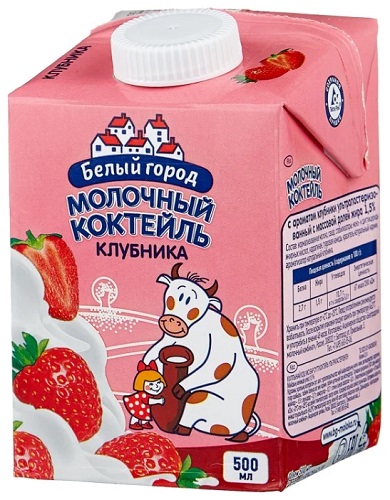 Белый город Коктейль Молочный Клубника 1,5% 500мл