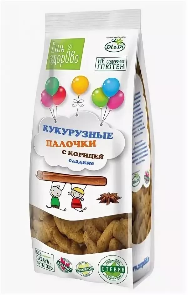 Di&Di Кукурузные палочки сладкие с корицей 80г