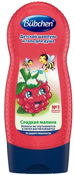 BUBCHEN Шампунь и гель для душа детский Сладкая малина 230 мл