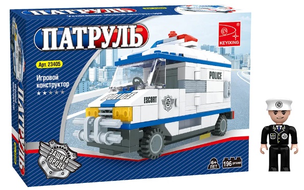 Игровой конструктор Keyixing 23405 Патруль Большой полицейский фургон 196 деталей