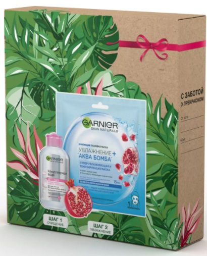 Garnier набор Мицеллярная вода 100 мл + Аква бомба маска для лица