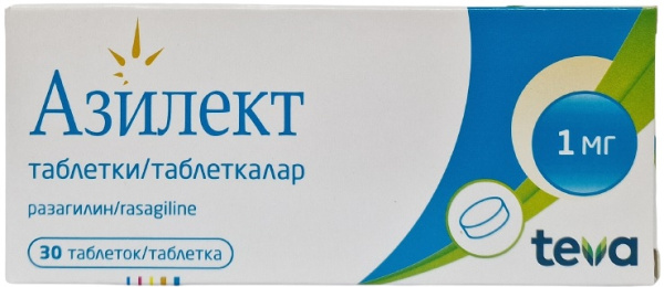 Азилект табл. 1 мг №30 ( разагилина мезилат ) (Упаковка)