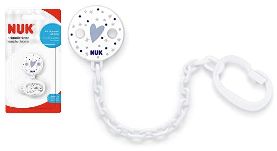 Держатель для Пустышки NUK арт.10256466 Клипса с цепочкой цв.в асс. Зима