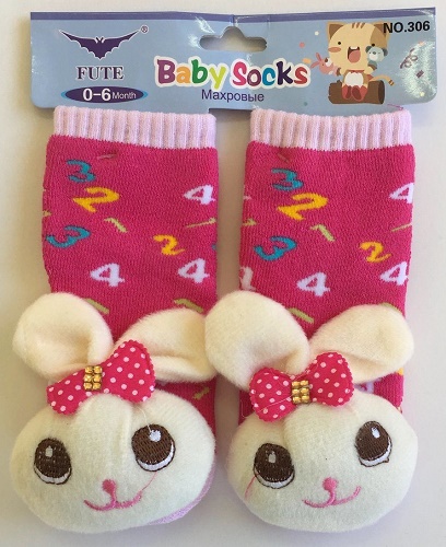 Носки детские с игрушкой 0м+ BABY SOCKS в ассортименте арт.BS-26