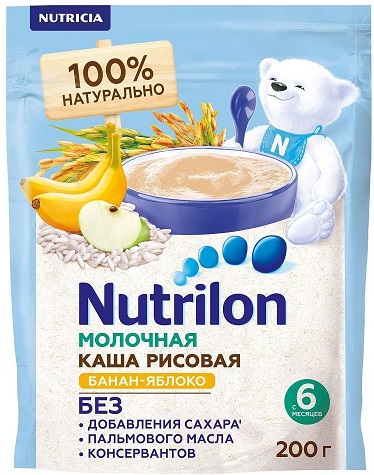 Nutrilon Каша молочная Рисовая банан-яблоко 200г c 6мес Нутрилон
