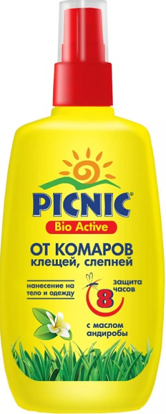 PICNIC Bio Activ спрей от комаров клещей слепней 120 мл