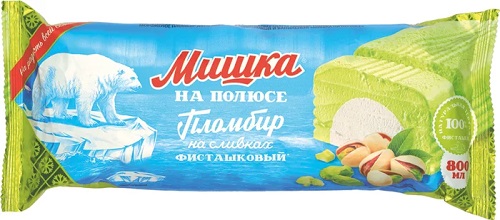 Мишка на полюсе Мороженое Полено Пломбир Ваниль-фисташка 400г